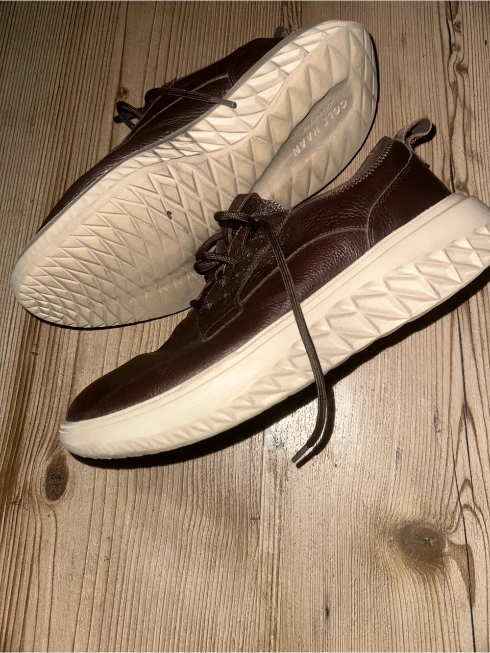 Men’s Dark Brown Leather Lace-Up Oxfords with Cream Soles